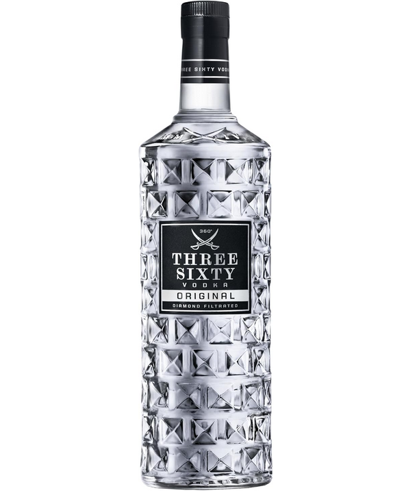 THREE SIXTY VODKA - 3 Liter Diamond filtrated Vodka - Facettenschliff-Flasche - Mildes und weiches Geschmacksprofil 37,5% vol.